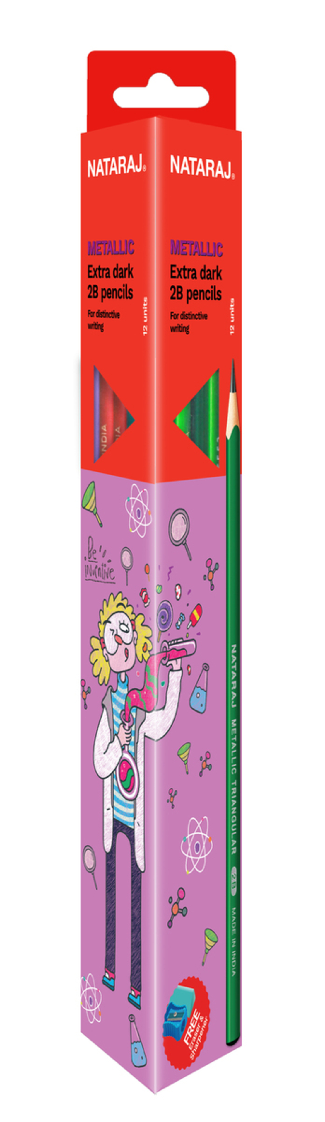 NATARAJ עפרון משולש מיטאלי עם מחק