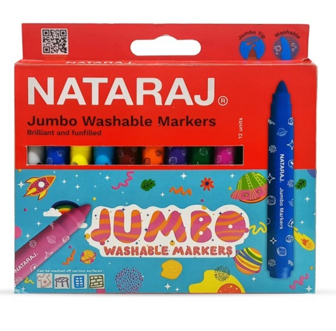 NATARAJ טוש 12 יח' צבעוני רחיץ