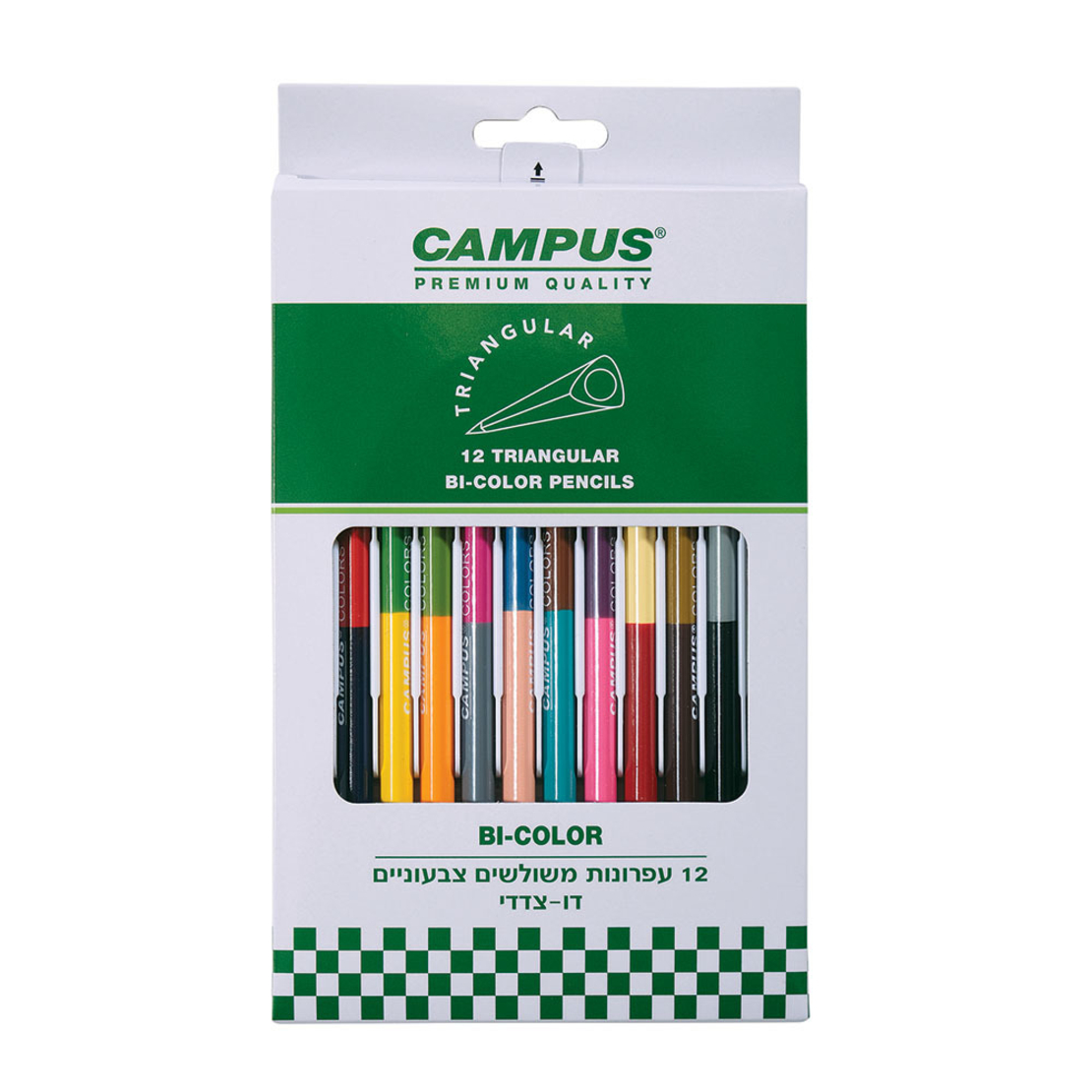 עפרון משולש ביקולור 12X קמפוס