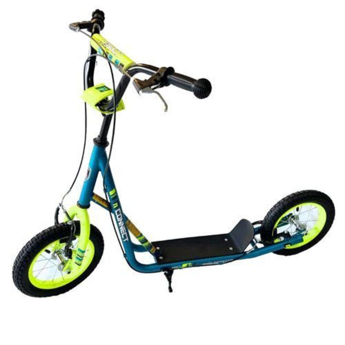 קורקינט לילדים 16 אינץ' עם רגלית, כידון מתכוונן ומשטח עמידה בטיחותי מגילאי 5 ומעלה - שחור/כתום Hajoj