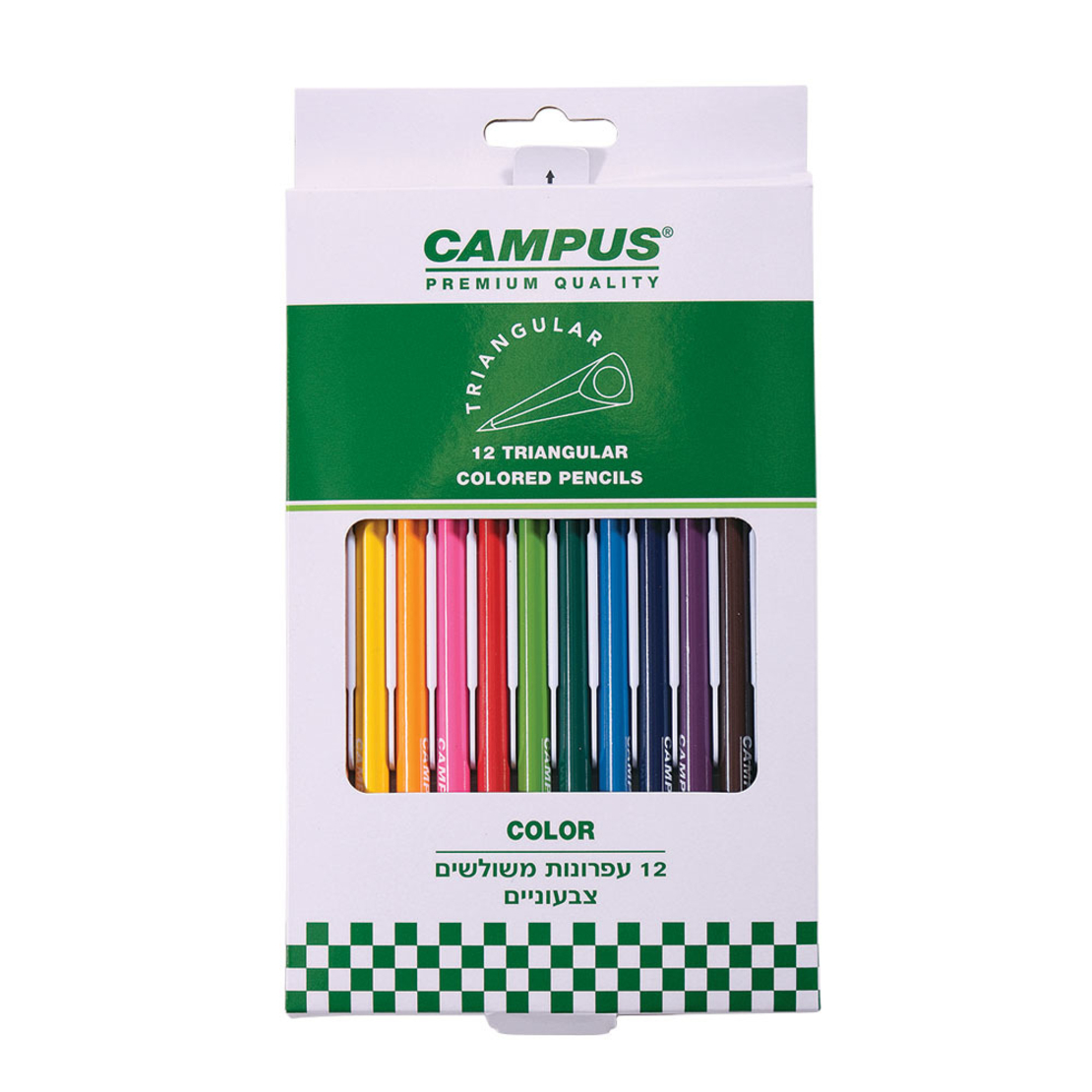 עפרון משולש צבעוני 12X קמפוס