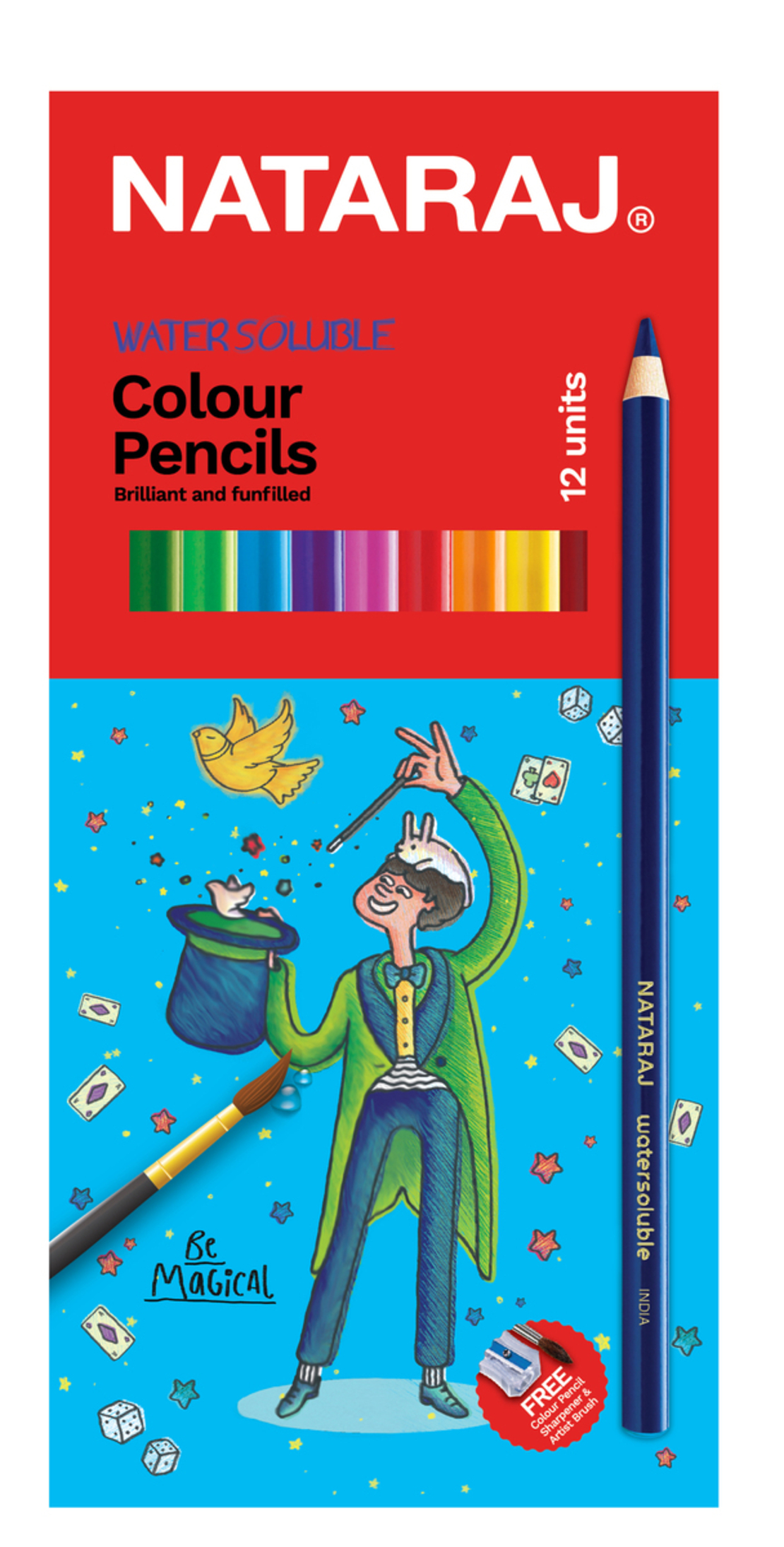 NATARAJ עפרונות צבעוניים עם מברשת