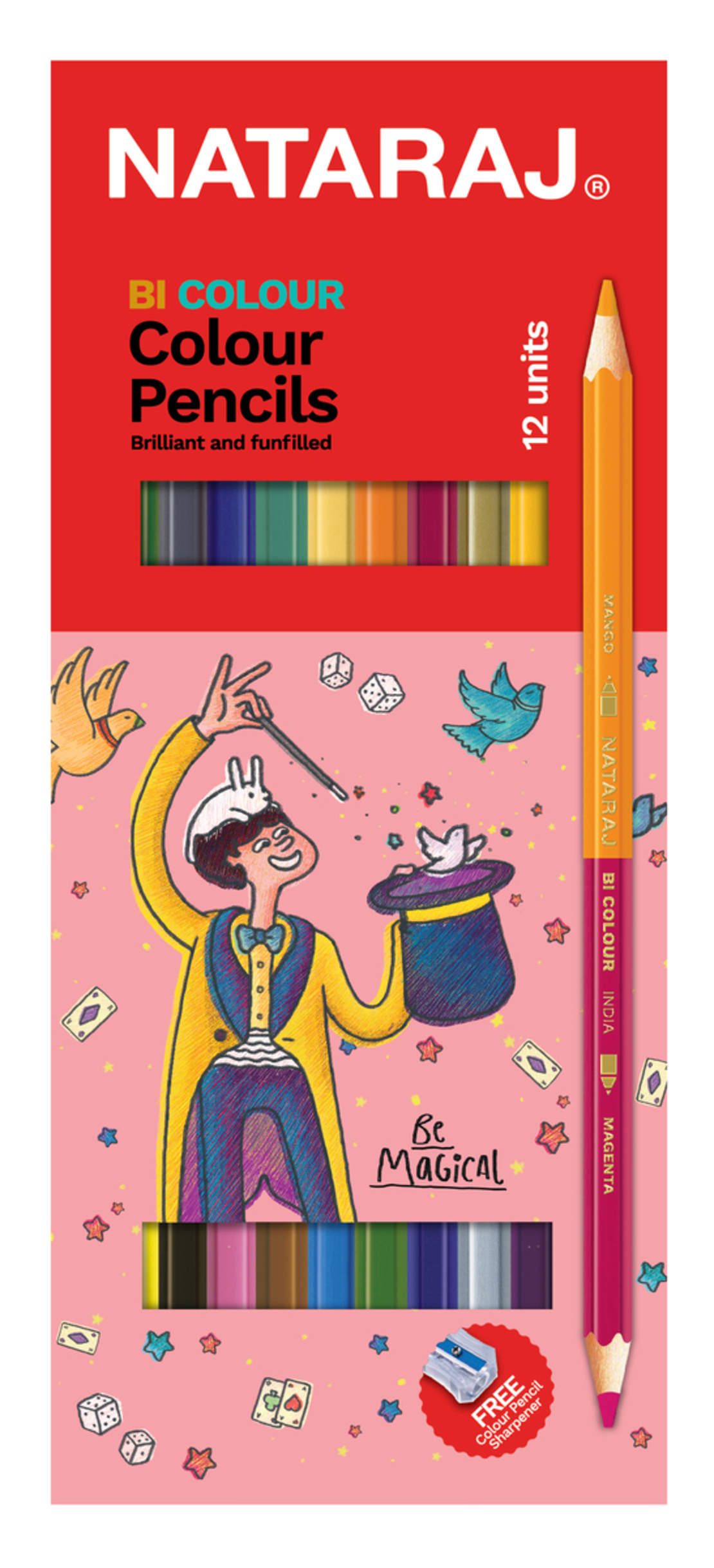 NATARAJ עפרונות צבעוניים דו צדדי 12 עפרון 24 צבע