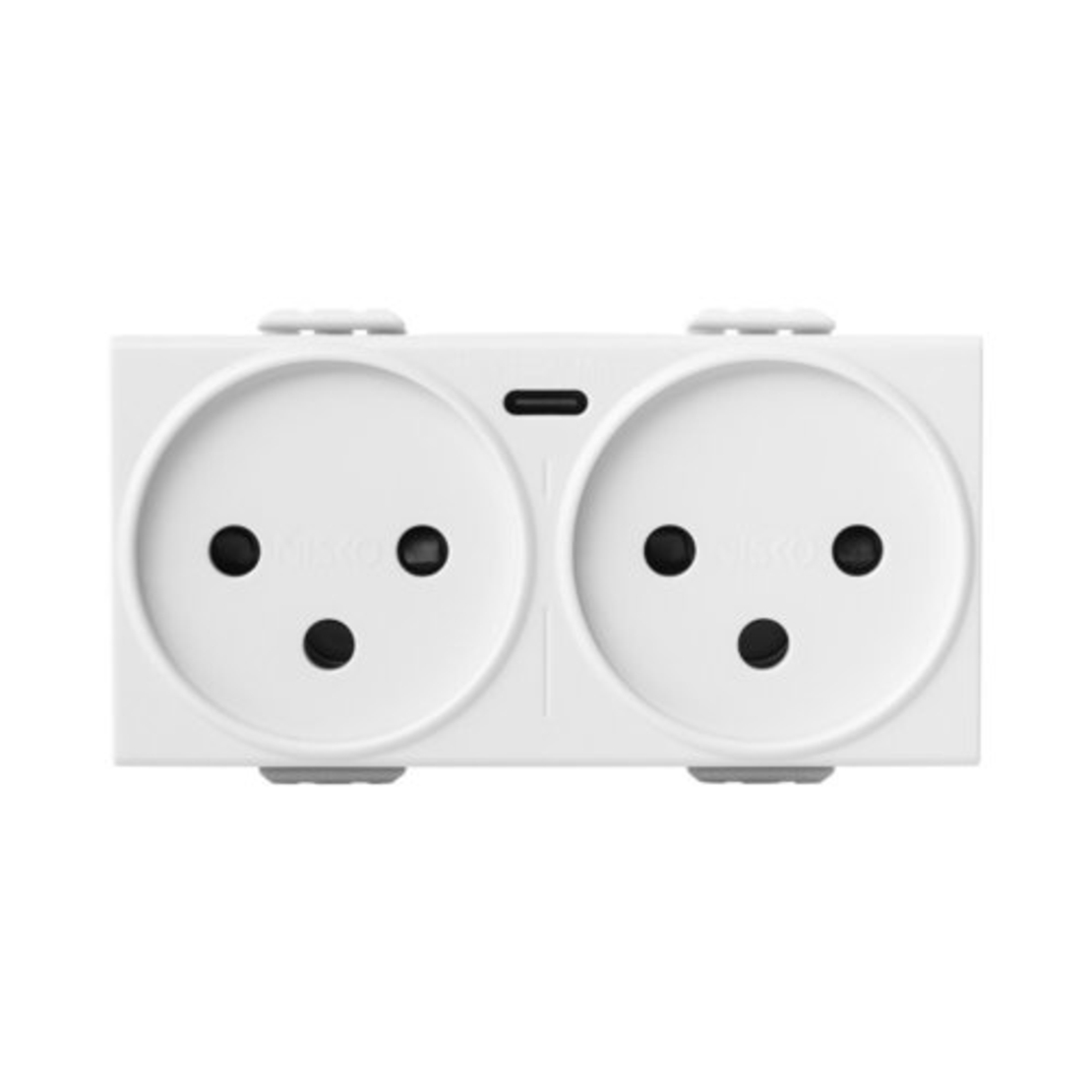 שקע כפול עם מטען USB מהיר TYPE C PD לבן 4M ניסקו סוויץ'