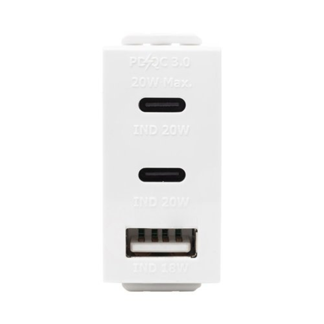 מטען מהיר 3 יציאות USB 2C+A PD 20W לבן 1M ניסקו סוויץ'