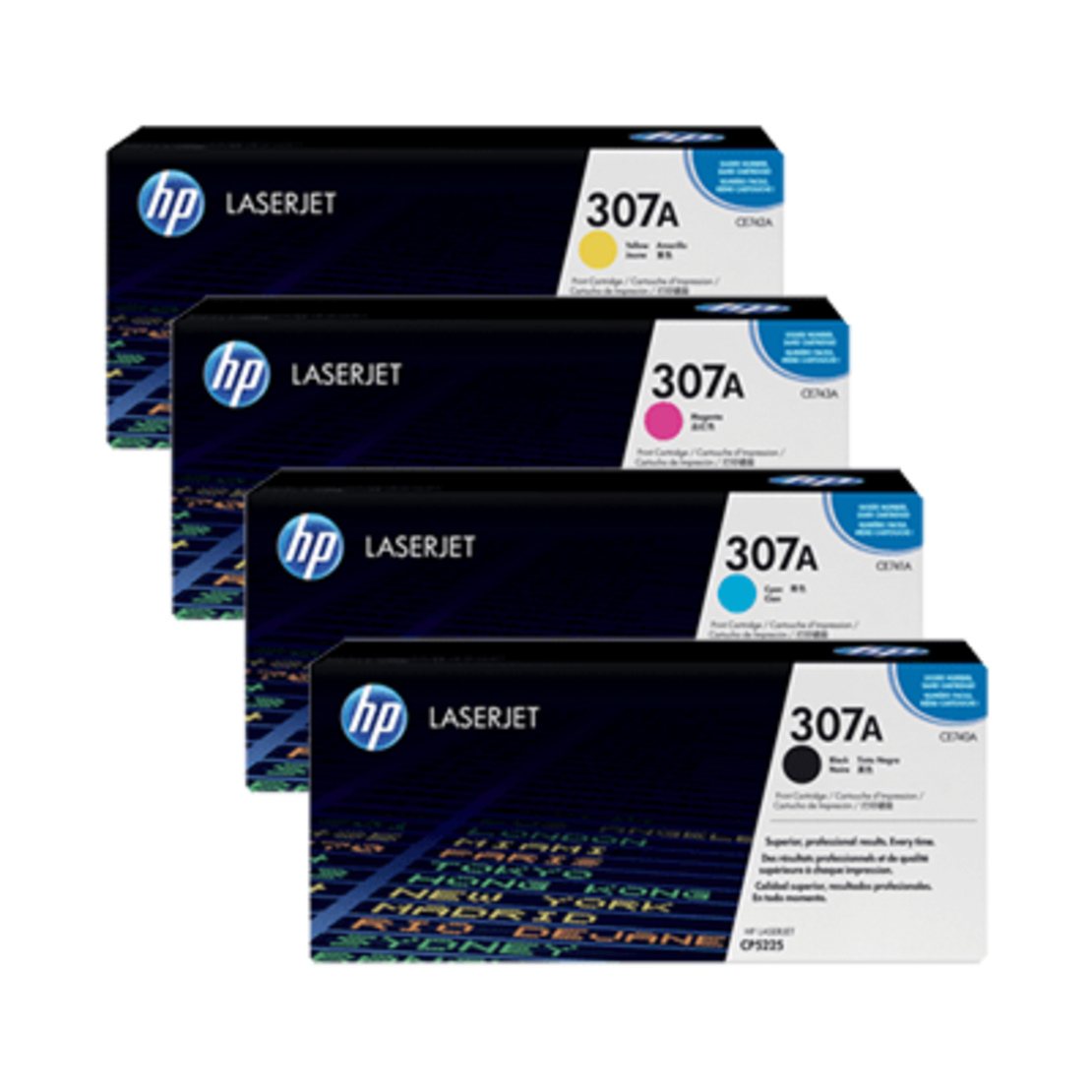 סט טונרים מקורי hp 307a CE740A/CE741A/CE742A/CE743A