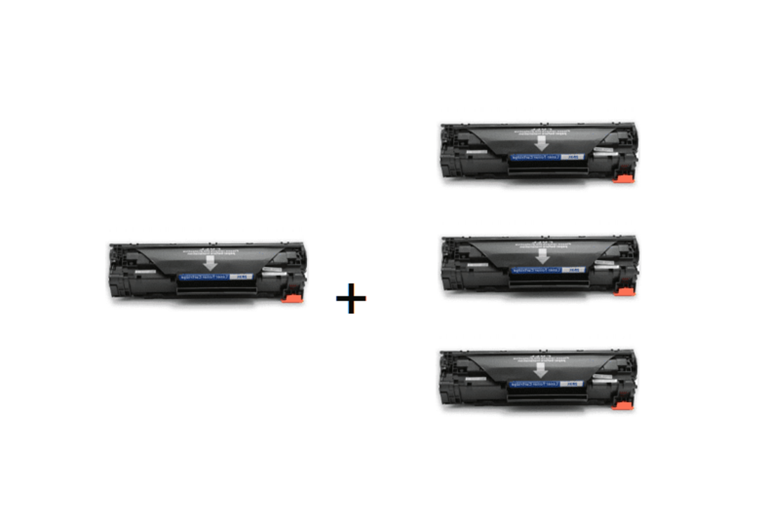 3 טונרים תואמים hp 283X + טונר תואם CF283X נוסף חינם בהספק 2.2K