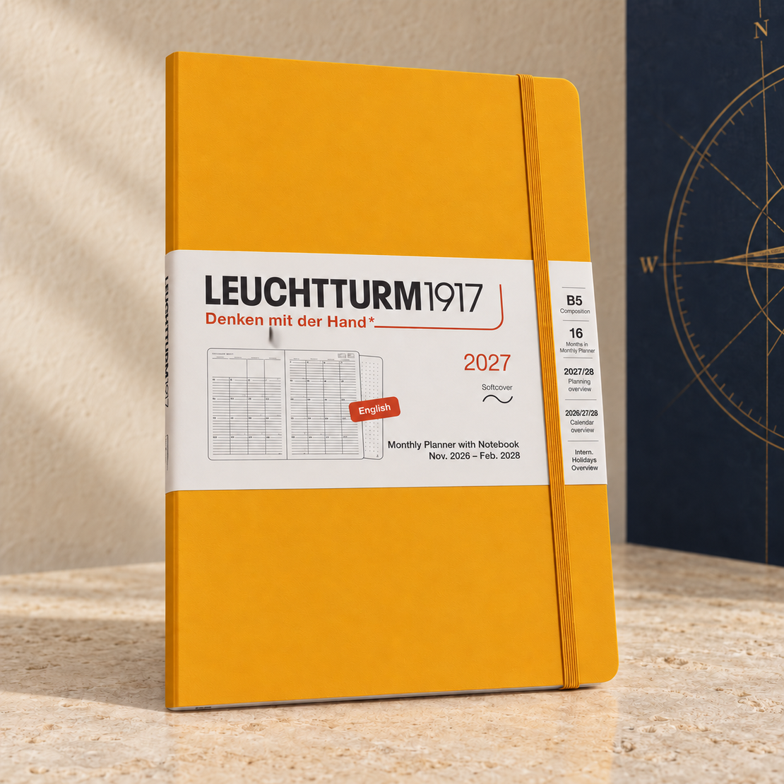 יומן חודשי ומחברת 2027 LEUCHTTURM1917 B5 — צהוב Sunflower