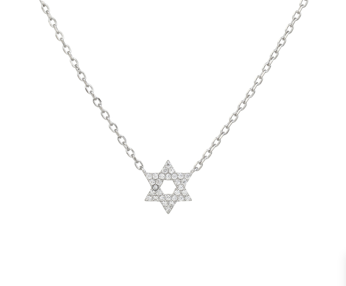 שרשרת מגן דוד- בשיבוץ זרקונים