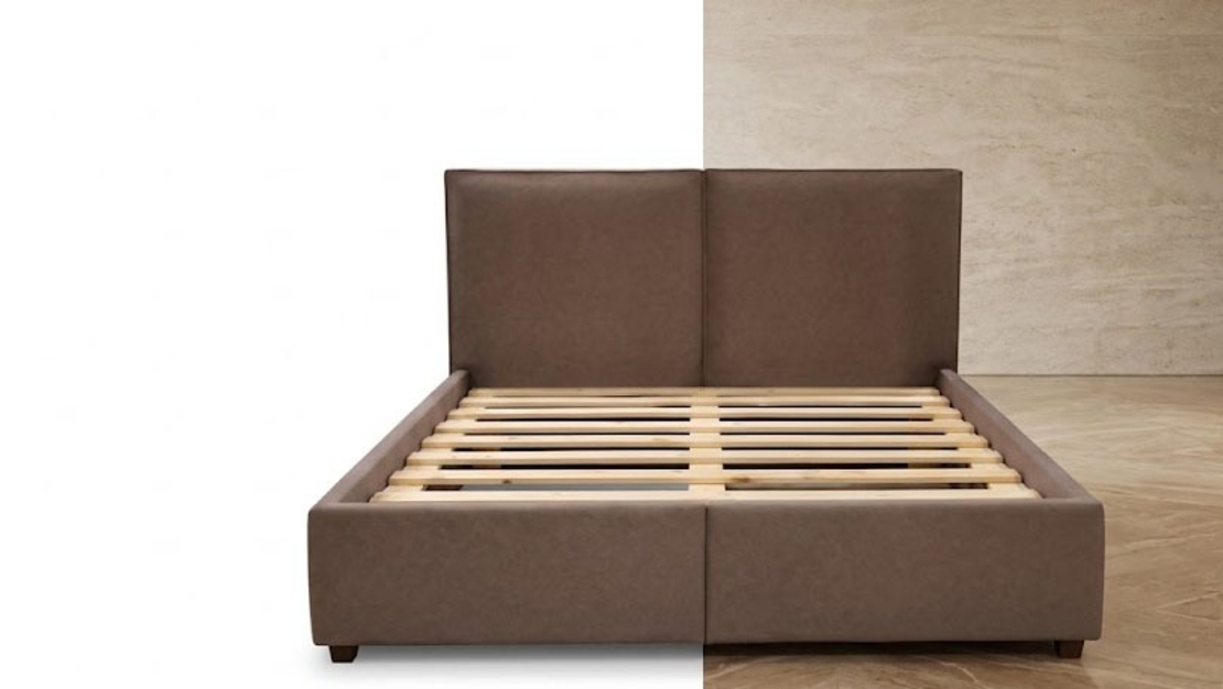Contemporary Brown Split Headboard Bed Frame