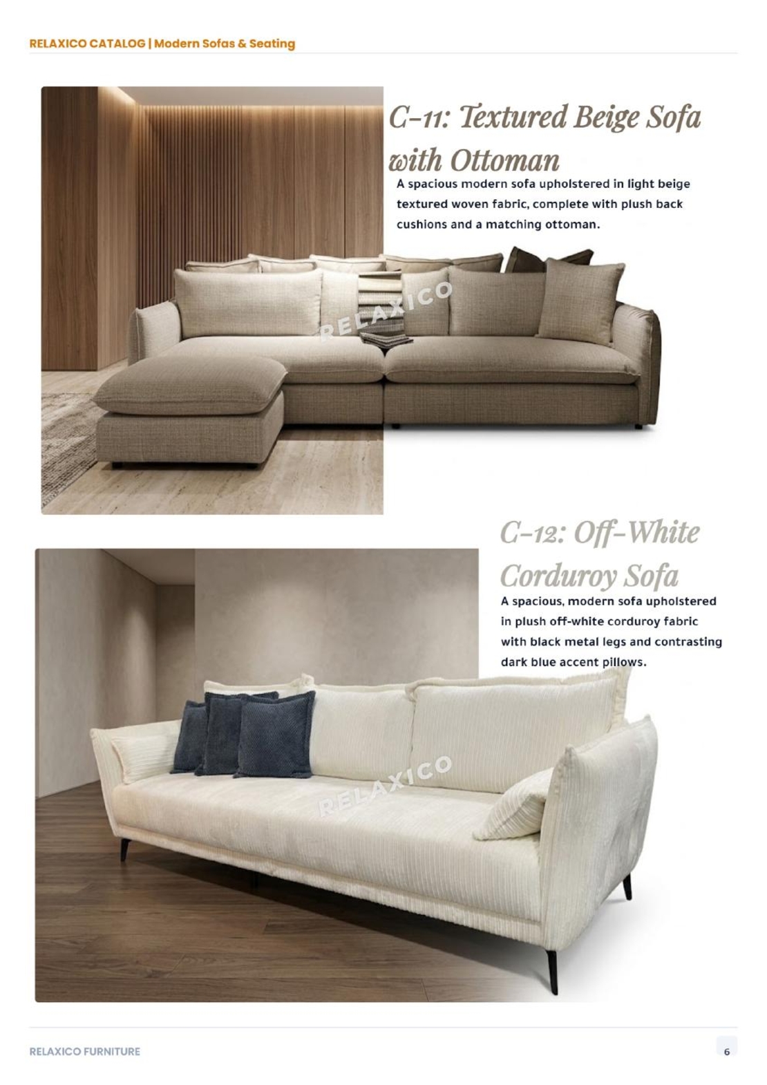 Off-White Corduroy Sofa