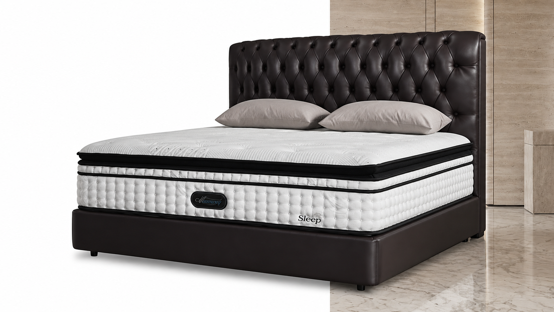 Classic Dark Brown Leather Tufted Bed Frame