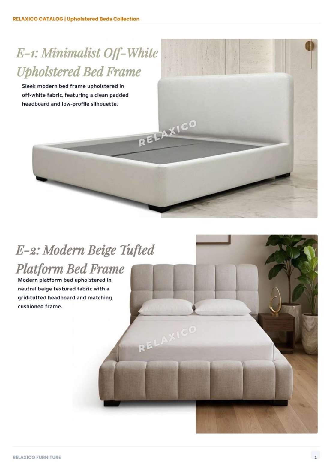 Modern Beige Tufted Platform Bed Frame
