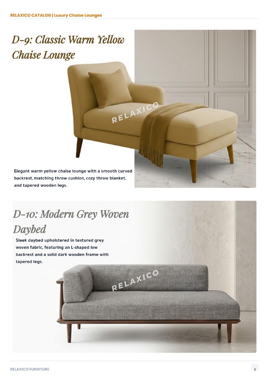 Classic Warm Yellow Chaise Lounge