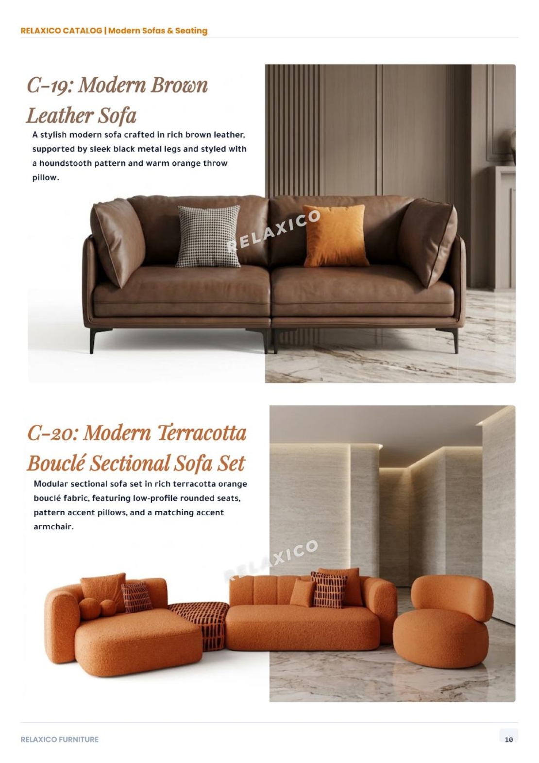 Modern Brown Leather Sofa
