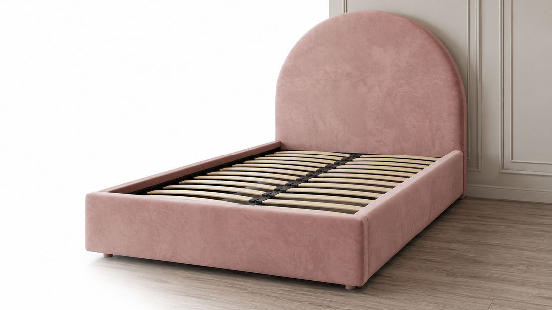 Modern Dusty Pink Arched Bed Frame