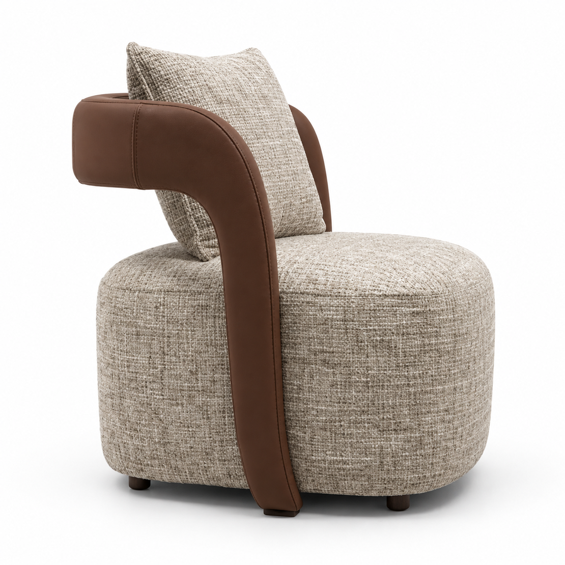 Modern Suede Textured Fabric Lounge Chair