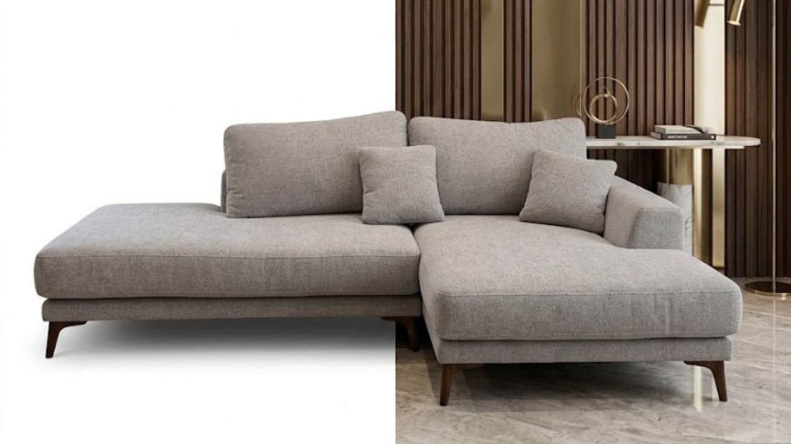 Curved Greige Modular Sectional