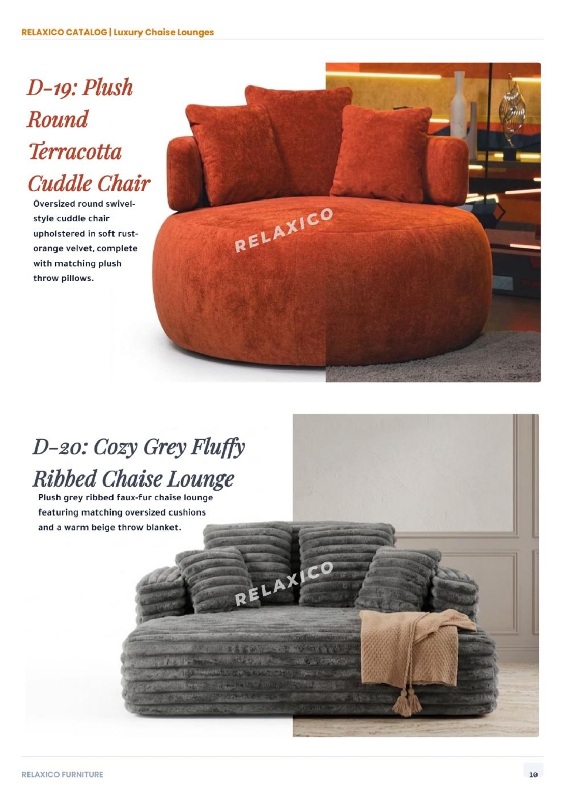 Cozy Grey Fluffy Ribbed Chaise Lounge