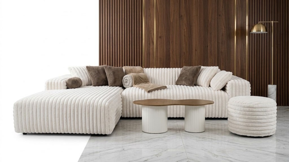 Cream Corduroy Sectional