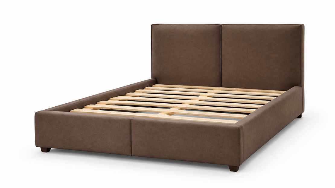 Contemporary Brown Split Headboard Bed Frame