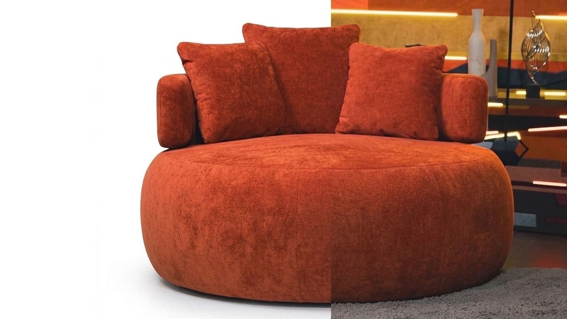 Modern Terracotta Boucle Sectional Sofa Set