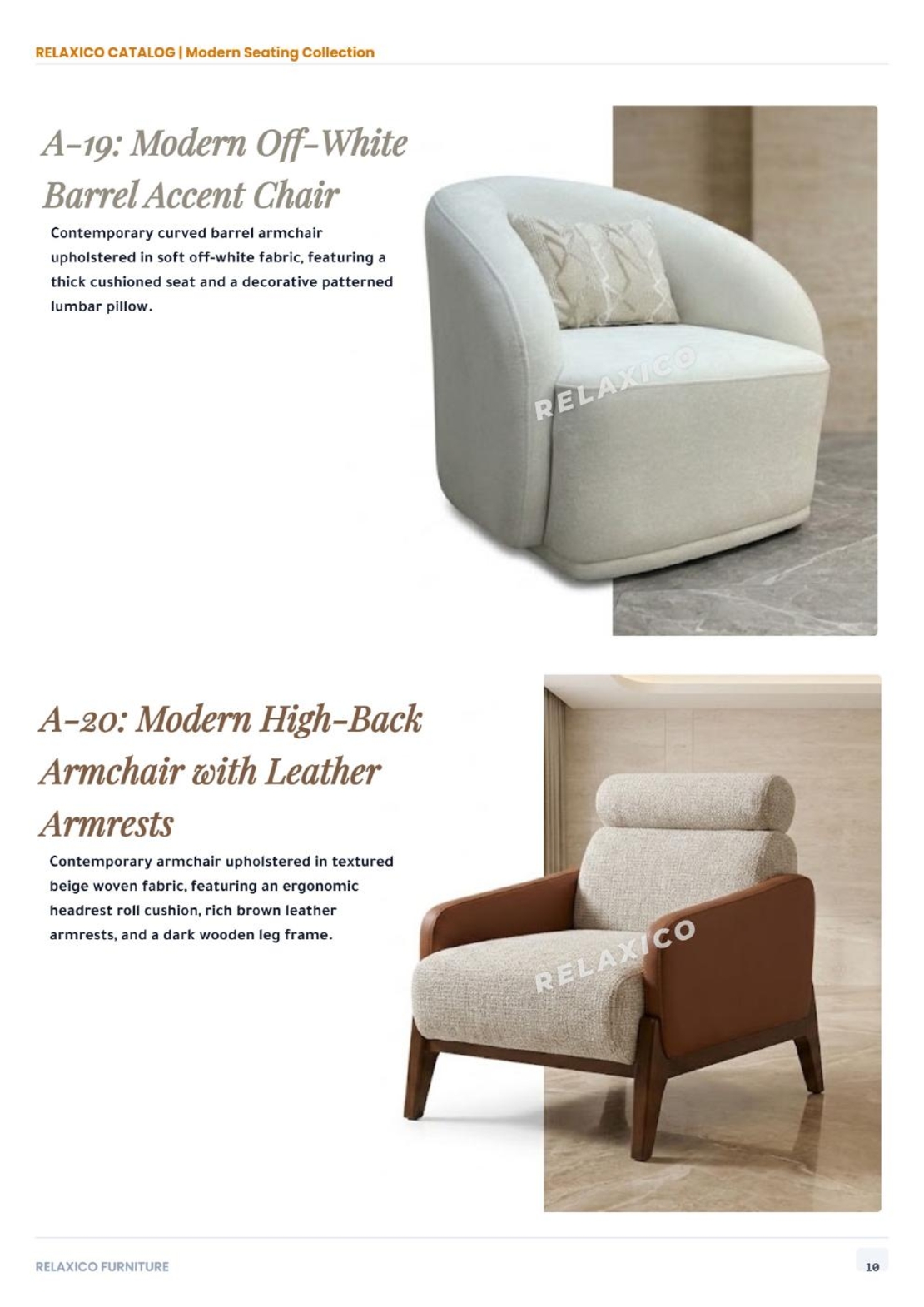 Modern Off-White Barrel Accent Chair