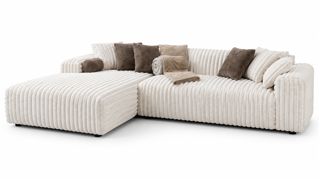 Cream Corduroy Sectional