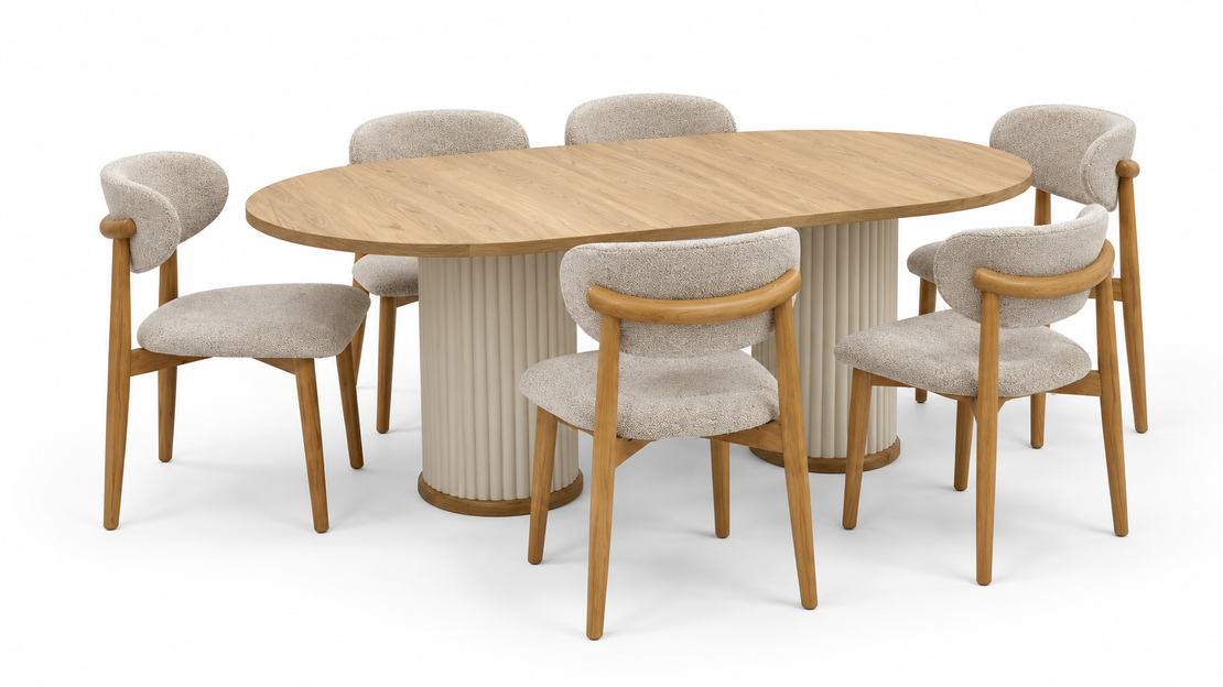 Nordic Walnut Round Dining Set