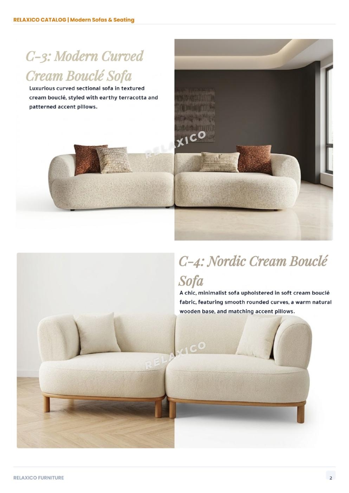Nordic Cream Boucle Sofa