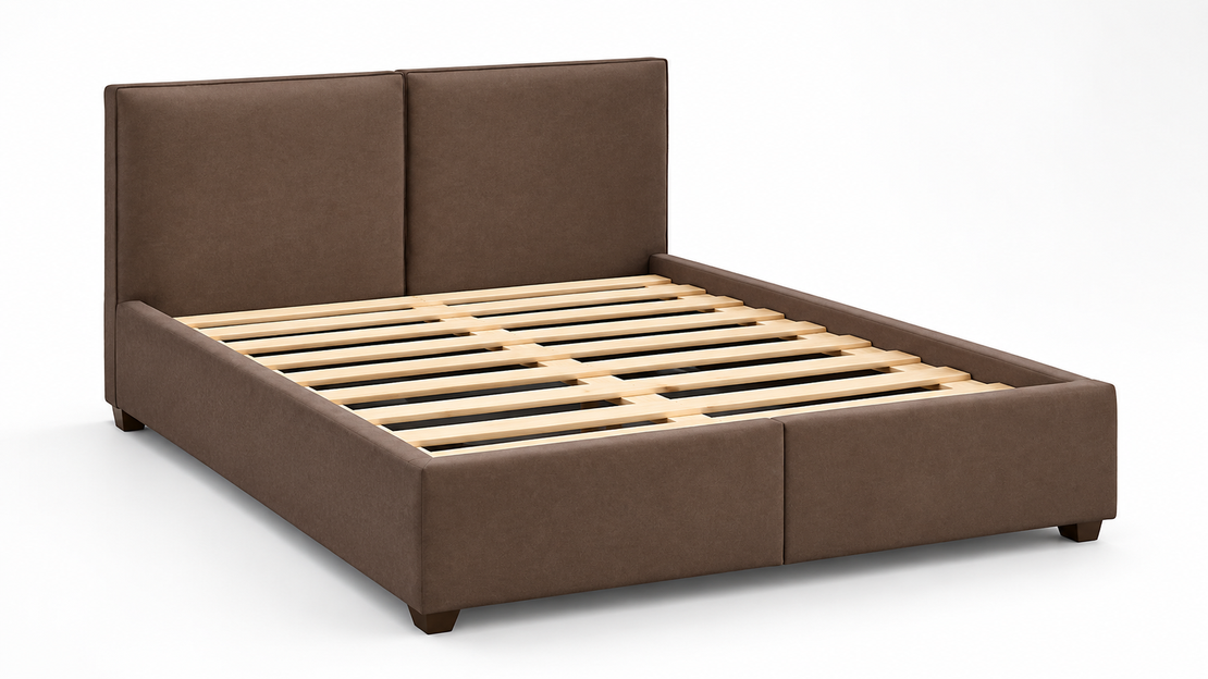 Contemporary Brown Split Headboard Bed Frame