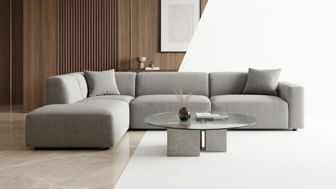 Contemporary Grey Velvet Sectional