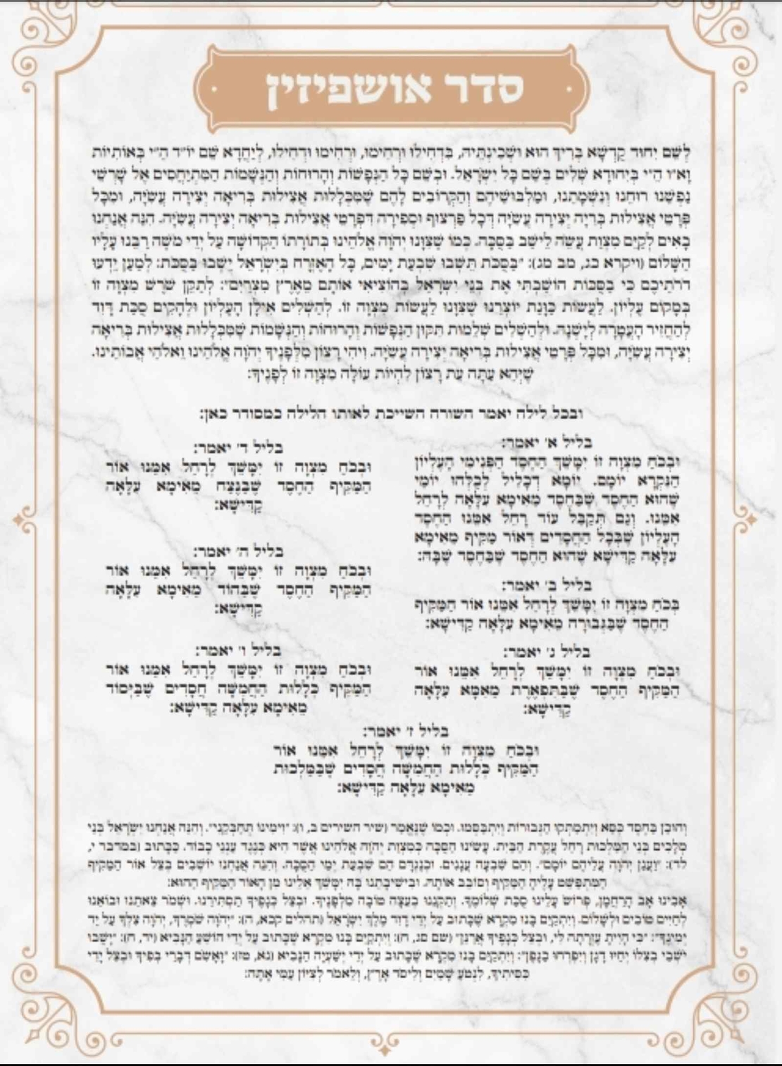 דמוי מראה ברכת אושפיזין אשכנז