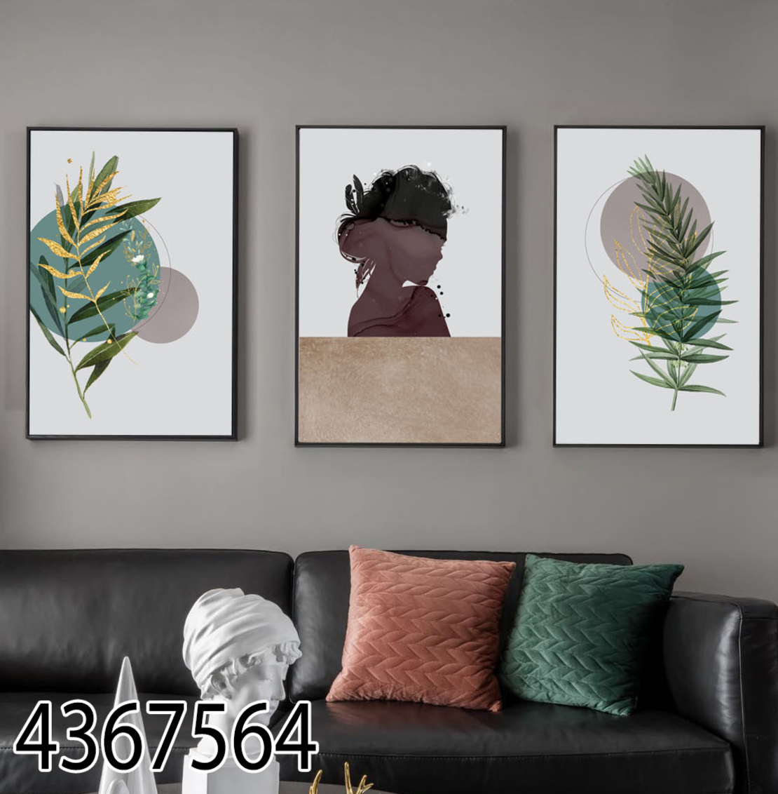 שלשה על קנבס לסלון אבסטרקט  דגם 4367564