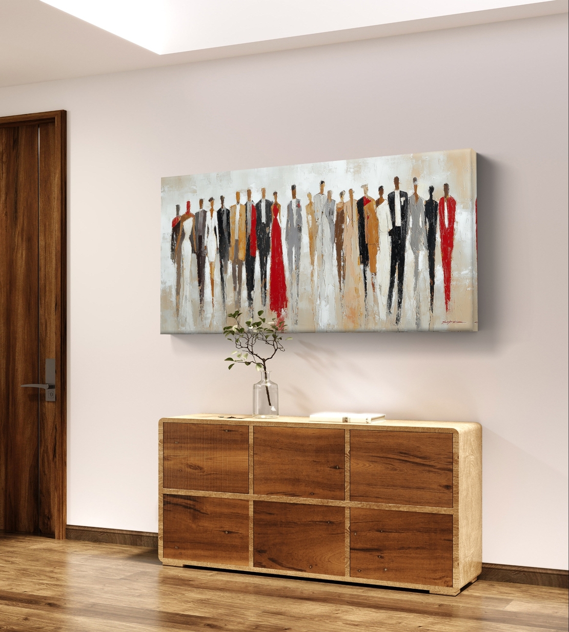 קנבס אופנתי לרוחב עם דמויות ערב דרמטיות