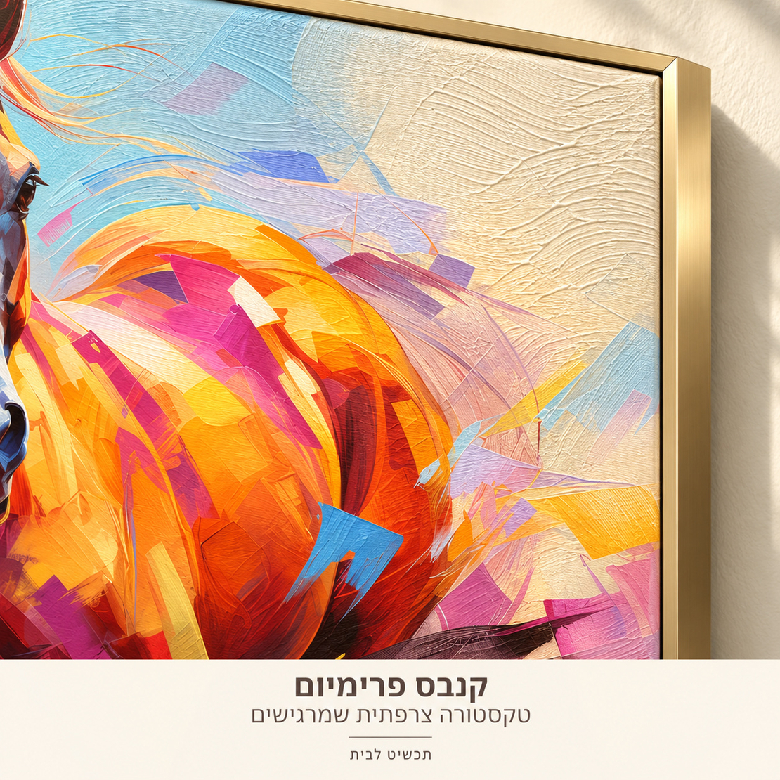 קנבס פרימיום סוס צבעוני בתנועה במרקם Art Touch | דגם PR5902