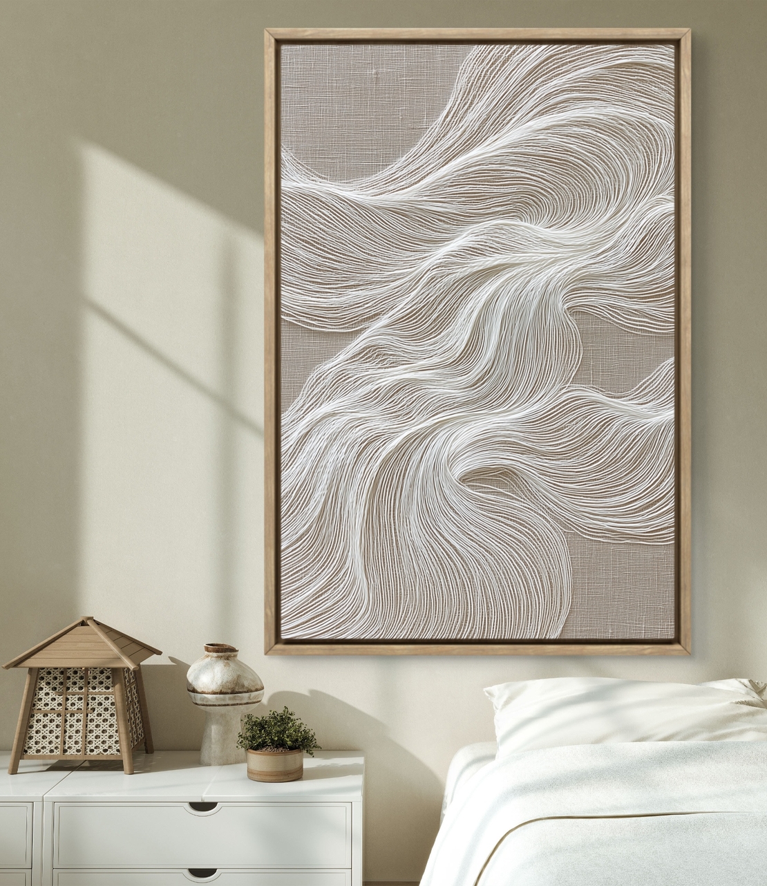 יצירת קנבס אבסטרקטית עם תנועה רכה על רקע טבעי