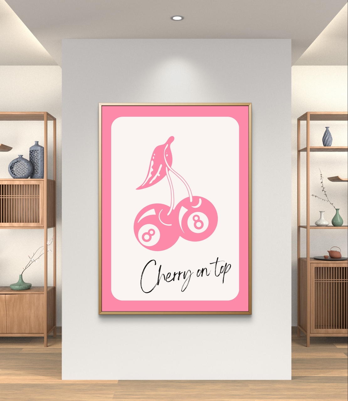 איור ורוד של דובדבנים עם המספר 8 עליהם וכיתוב 'Cherry on Top', מתוך קולקציית NEXTGEN.