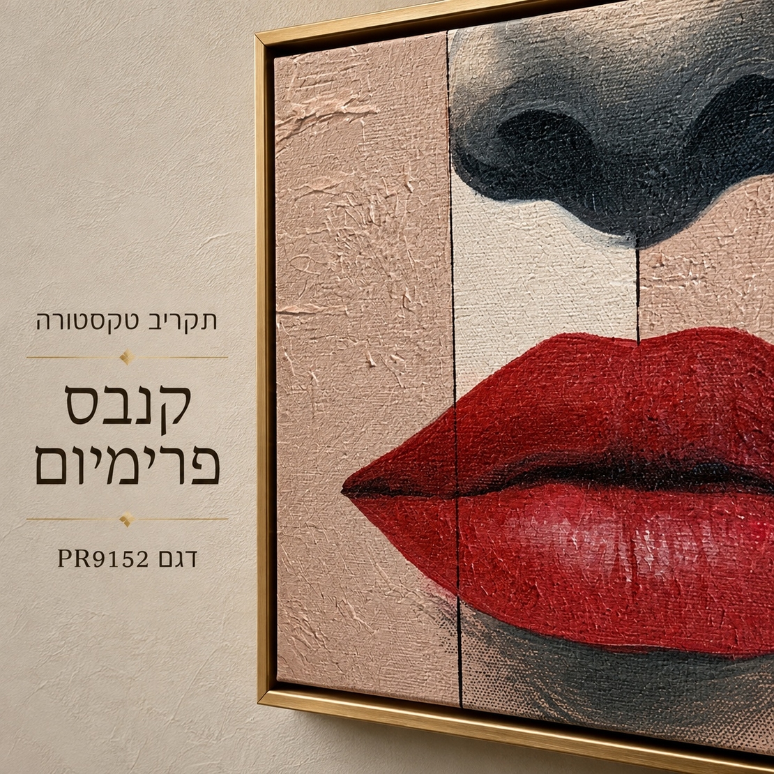 קנבס פרימיום Art Touch – פורטרט נשי אבסטרקטי גיאומטרי שחור ורוד