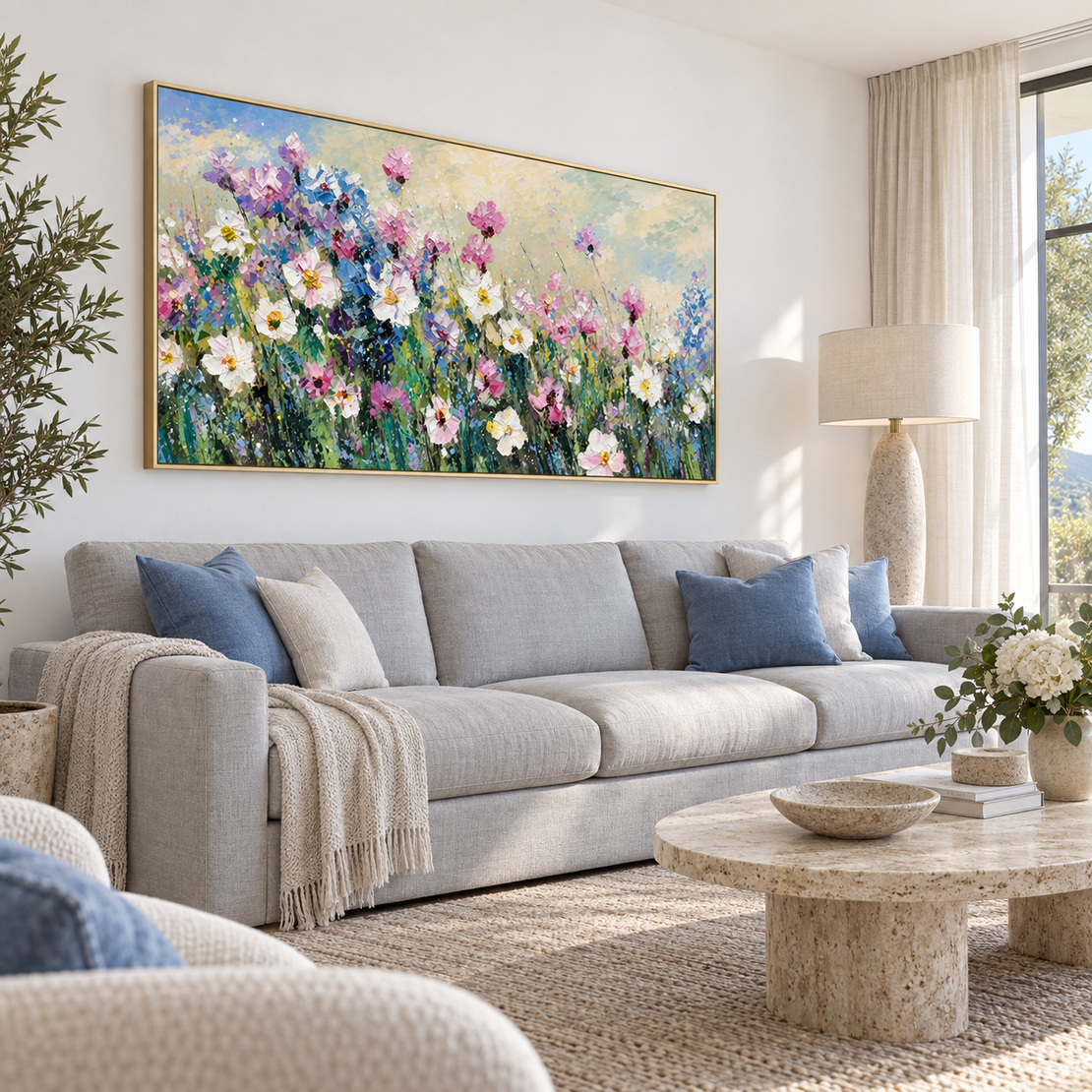 תמונת קנבס פרחי בר צבעוניים בסגנון ציורי | דגם TR441