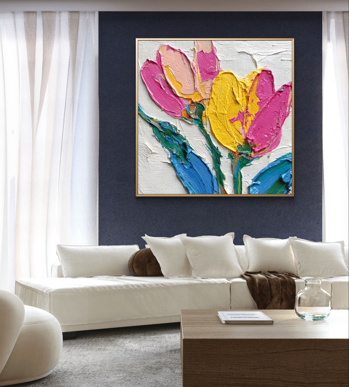 טוליפים בפופ – תמונת קנבס פרחים צבעוניים בסגנון אימפסטו מודרני | CK5521