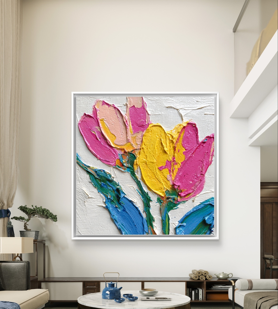 טוליפים בפופ – תמונת קנבס פרחים צבעוניים בסגנון אימפסטו מודרני | CK5521