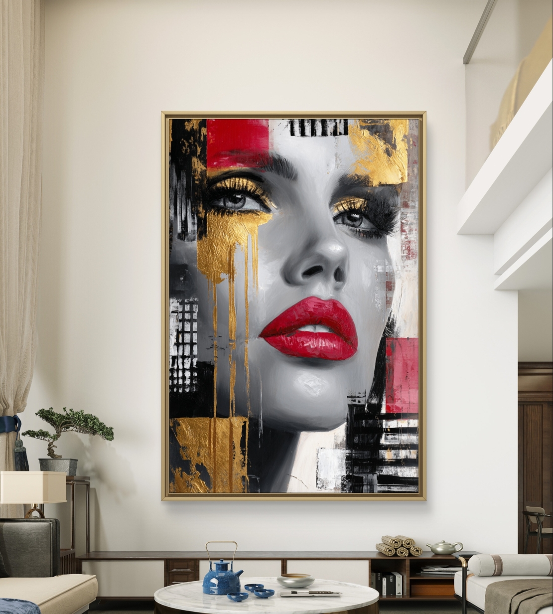 קנבס הדפסה חלקה לא תבליט פורטרט נשי דרמטי