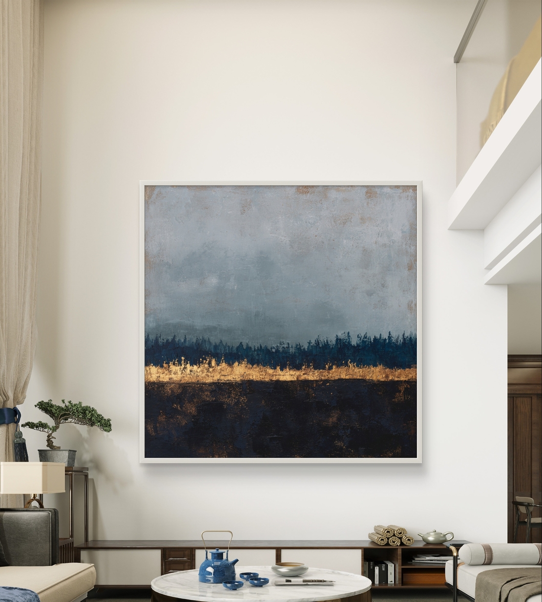 קנבס בעיצוב רגוע המדמה נוף אופקי עם הדפסה חלקה.