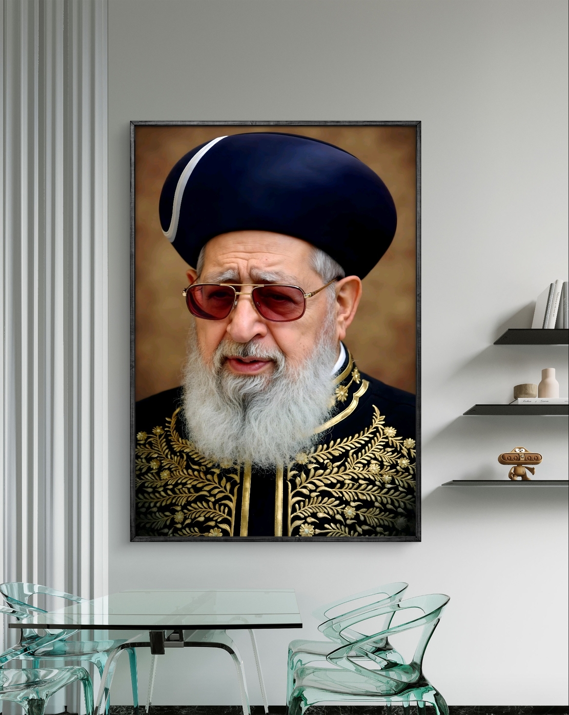תמונת קנבס מרשימה של הרב עובדיה יוסף, בעיצוב קלאסי ומרהיב מתוך קולקציית 