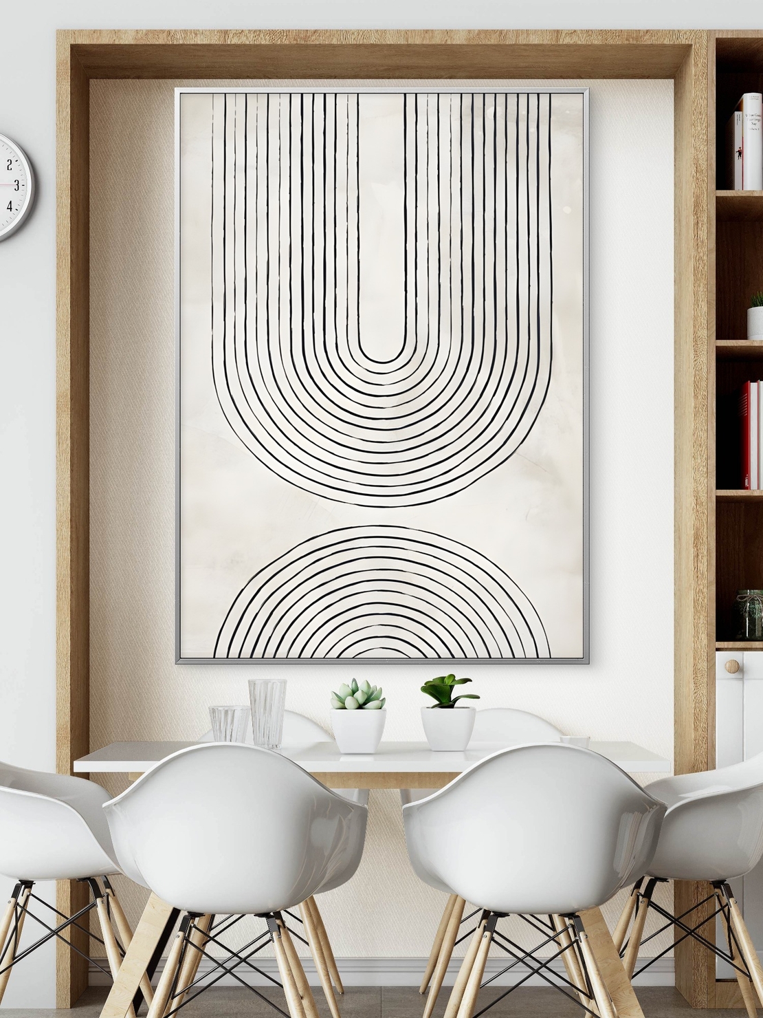 תמונת קנבס מינימליסטית עם קווים שחורים מעוגלים על רקע בהיר – NEXTGEN BY BAR