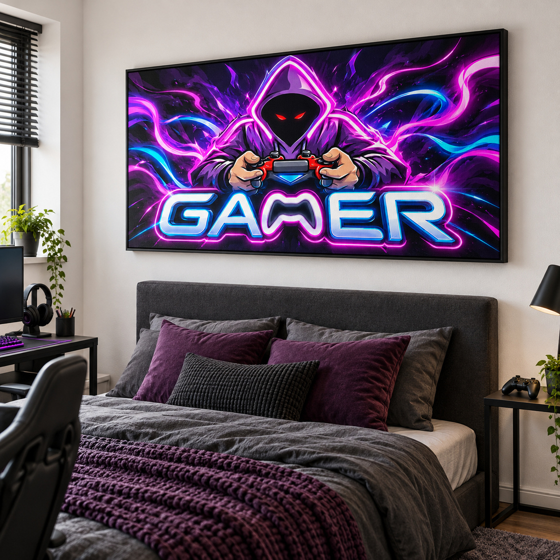 תמונת קנבס GAMER ניאון סגול־כחול | דגם GA7775
