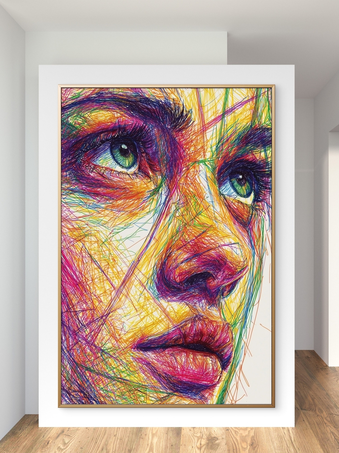 דיוקן מופשט צבעוני בקווים דינמיים על קנבס – NEXTGEN BY BAR