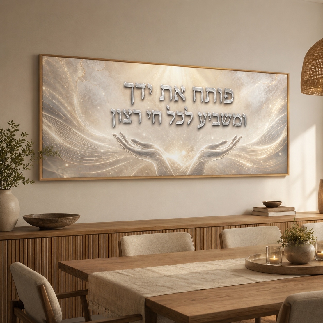 אור השפע הבהיר – תמונת קנבס לרוחב פותח את ידך לסלון | RB4061