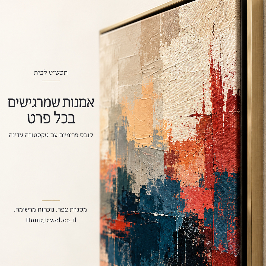 שלשת תמונות קנבס פרימיום משיכות צבע אבסטרקטיות בכחול, כתום ואדום | דגם PR7181